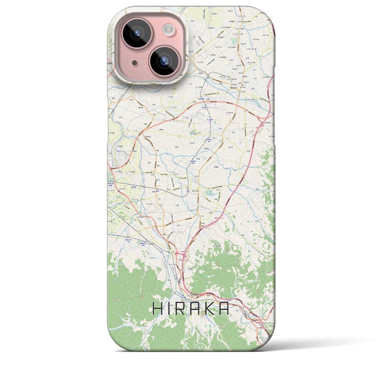 【平賀】地図柄iPhoneケース（バックカバータイプ・ナチュラル）iPhone 15 Plus 用
