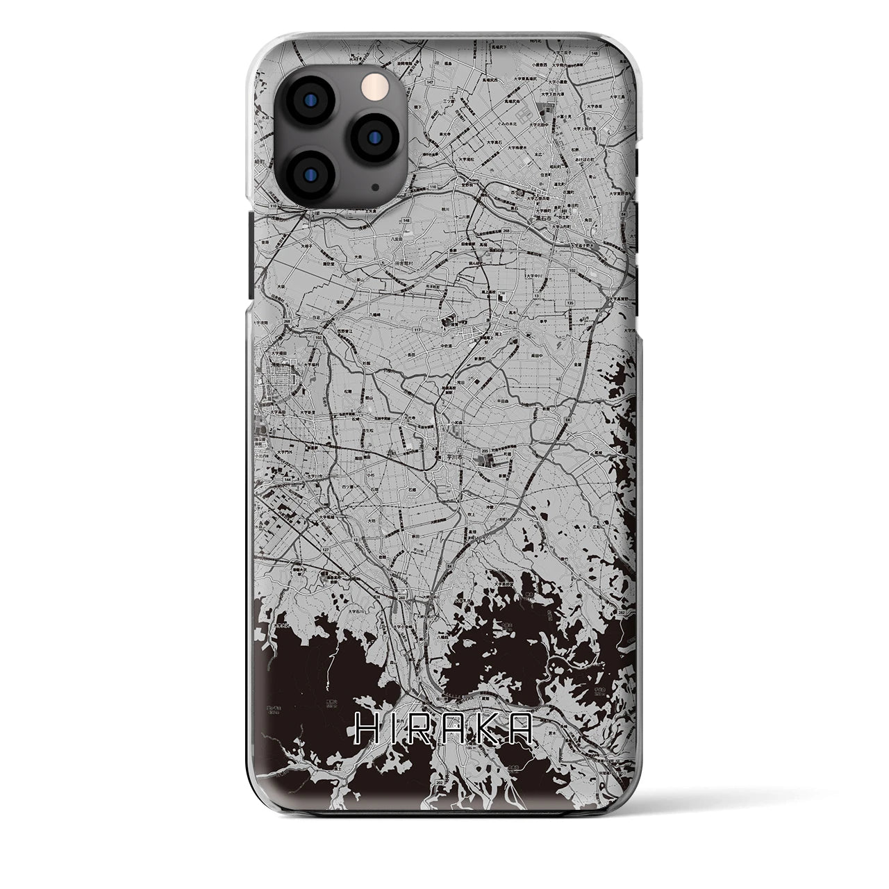 【平賀】地図柄iPhoneケース（クリアタイプ・モノトーン）iPhone 11 Pro Max 用