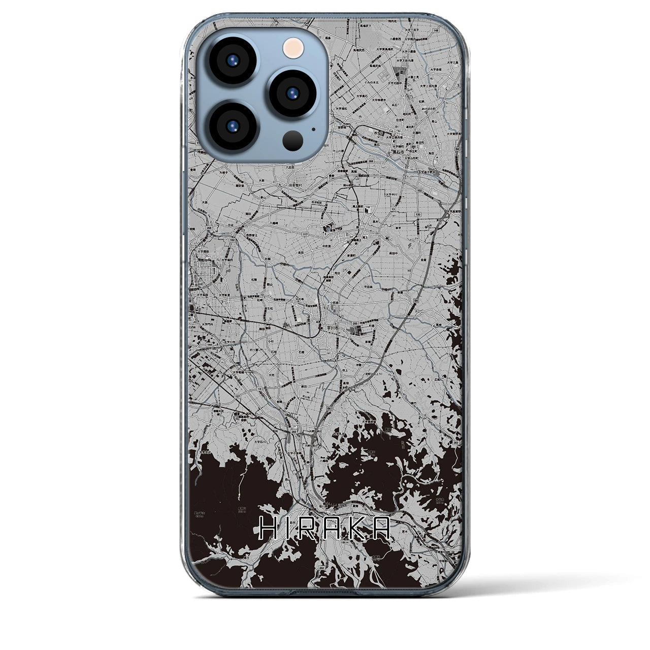 【平賀】地図柄iPhoneケース（クリアタイプ・モノトーン）iPhone 13 Pro Max 用