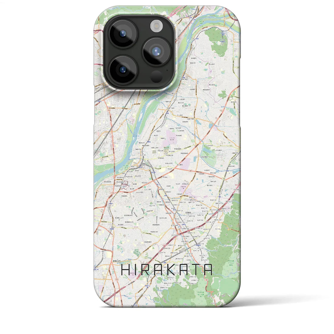 【枚方】地図柄iPhoneケース（バックカバータイプ・ナチュラル）iPhone 15 Pro Max 用