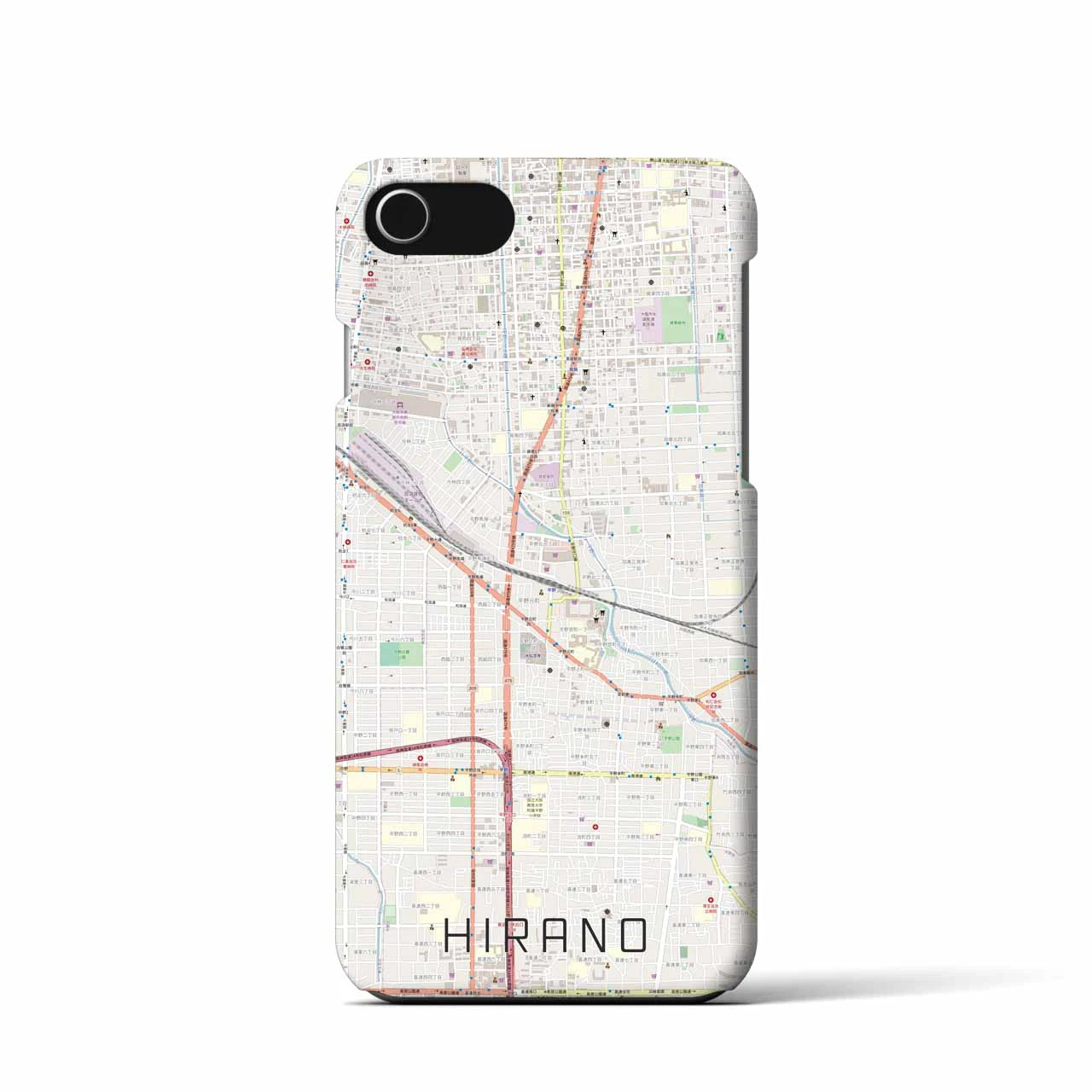 【平野】地図柄iPhoneケース（バックカバータイプ・ナチュラル）iPhone SE（第3 / 第2世代） / 8 / 7 / 6s / 6 用