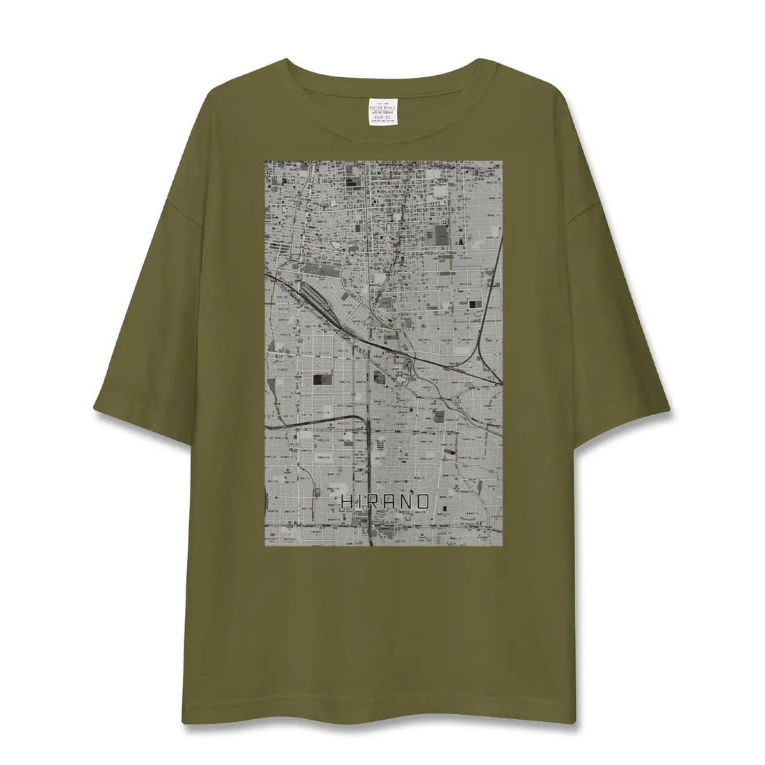 【平野(大阪府)】地図柄ビッグシルエットTシャツ