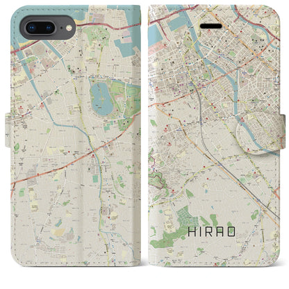 【平尾（福岡県）】地図柄iPhoneケース（手帳タイプ）ナチュラル・iPhone 8Plus /7Plus / 6sPlus / 6Plus 用