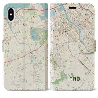 【平尾（福岡県）】地図柄iPhoneケース（手帳タイプ）ナチュラル・iPhone XS Max 用