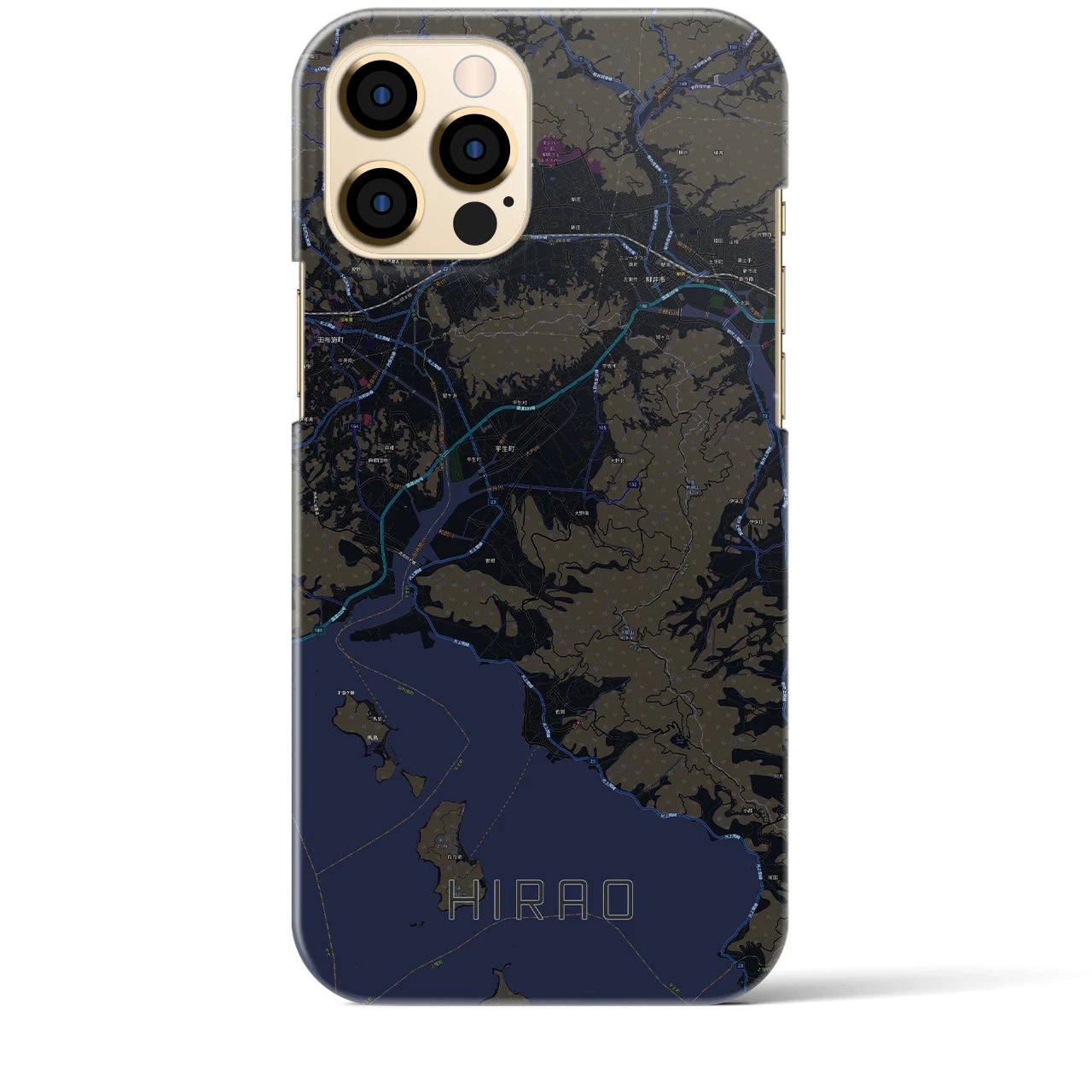 【平生】地図柄iPhoneケース（バックカバータイプ・ブラック）iPhone 12 Pro Max 用