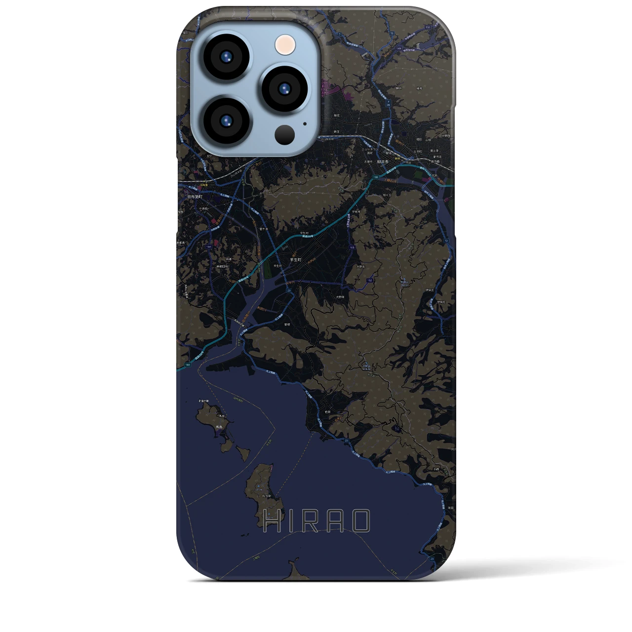 【平生】地図柄iPhoneケース（バックカバータイプ・ブラック）iPhone 13 Pro Max 用