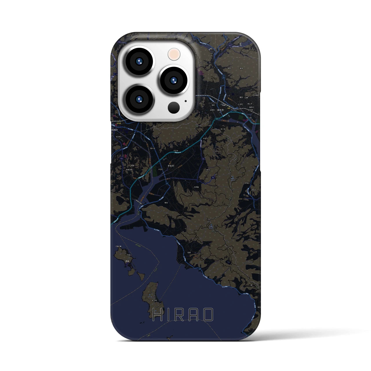 【平生】地図柄iPhoneケース（バックカバータイプ・ブラック）iPhone 13 Pro 用