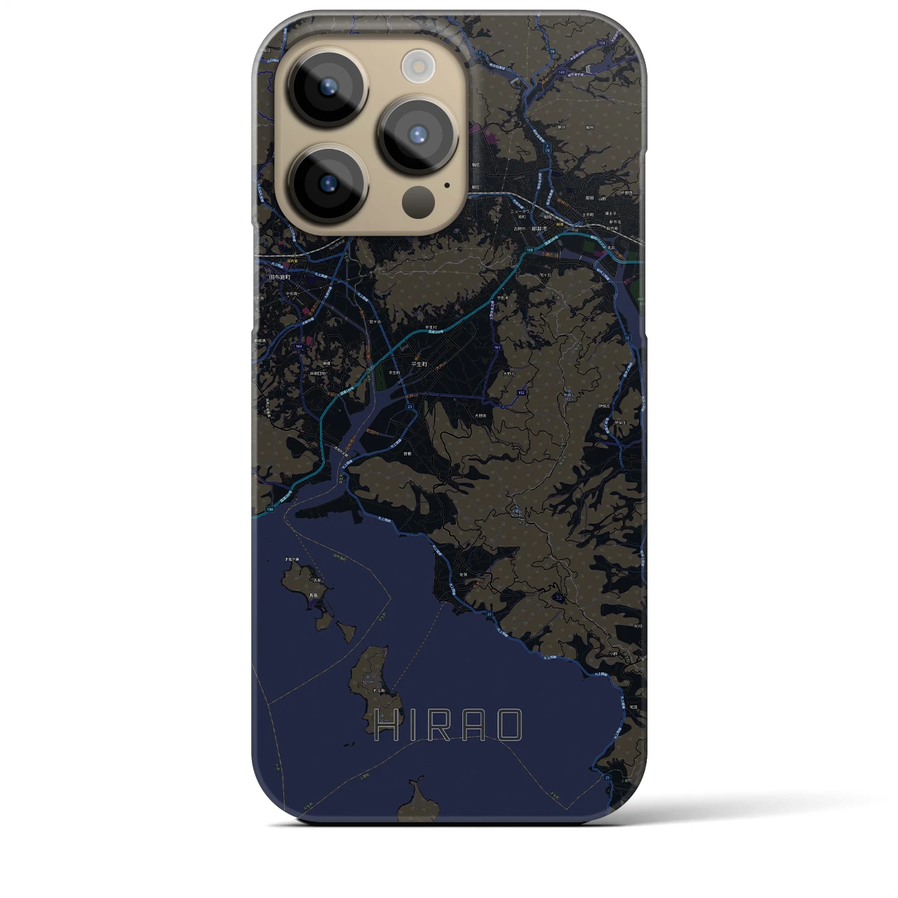 【平生】地図柄iPhoneケース（バックカバータイプ・ブラック）iPhone 14 Pro Max 用