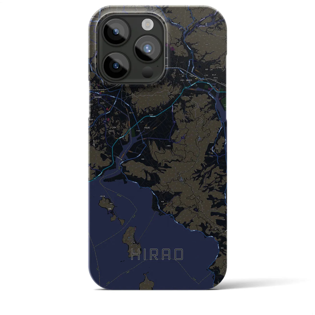 【平生】地図柄iPhoneケース（バックカバータイプ・ブラック）iPhone 15 Pro Max 用