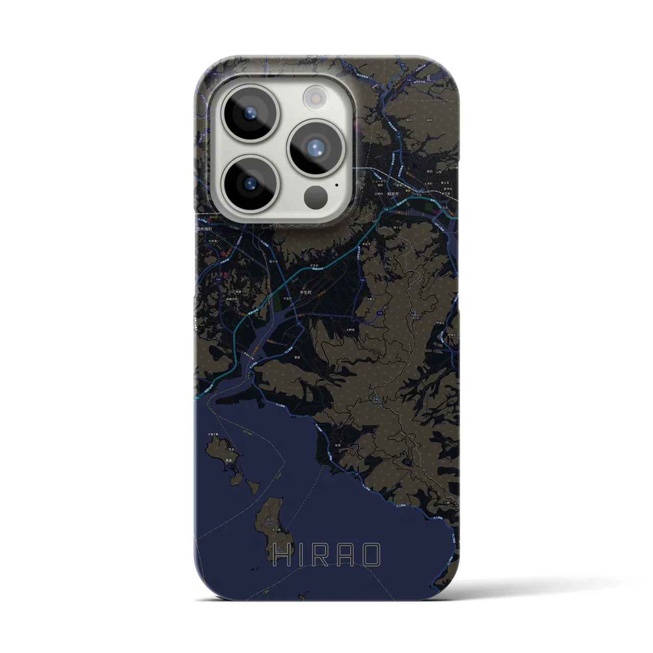 【平生】地図柄iPhoneケース（バックカバータイプ・ブラック）iPhone 15 Pro 用