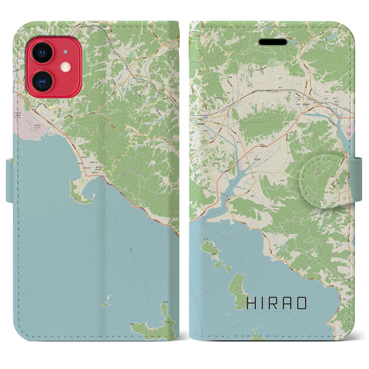 【平生】地図柄iPhoneケース（手帳両面タイプ・ナチュラル）iPhone 11 用
