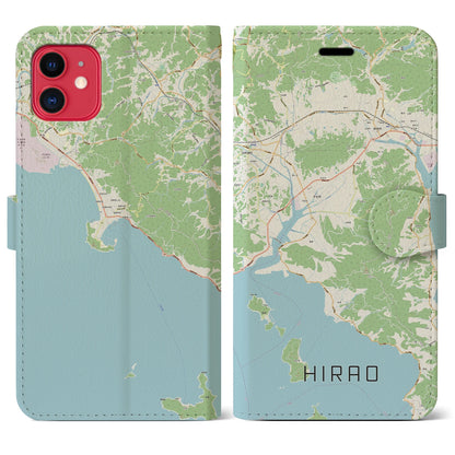 【平生（山口県）】地図柄iPhoneケース（手帳タイプ）ナチュラル・iPhone 11 用