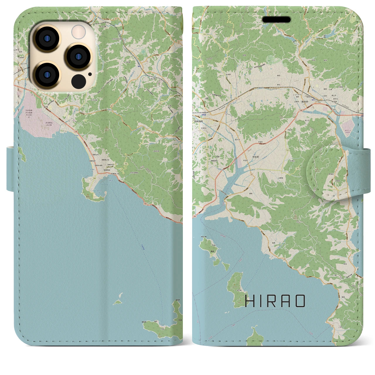 【平生】地図柄iPhoneケース（手帳両面タイプ・ナチュラル）iPhone 12 Pro Max 用