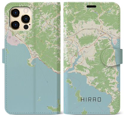 【平生（山口県）】地図柄iPhoneケース（手帳タイプ）ナチュラル・iPhone 12 Pro Max 用