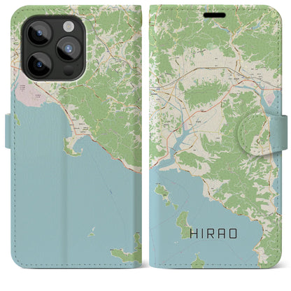 【平生（山口県）】地図柄iPhoneケース（手帳タイプ）ナチュラル・iPhone 15 Pro Max 用