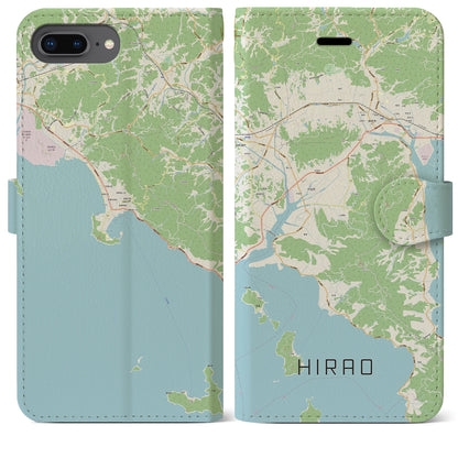 【平生（山口県）】地図柄iPhoneケース（手帳タイプ）ナチュラル・iPhone 8Plus /7Plus / 6sPlus / 6Plus 用