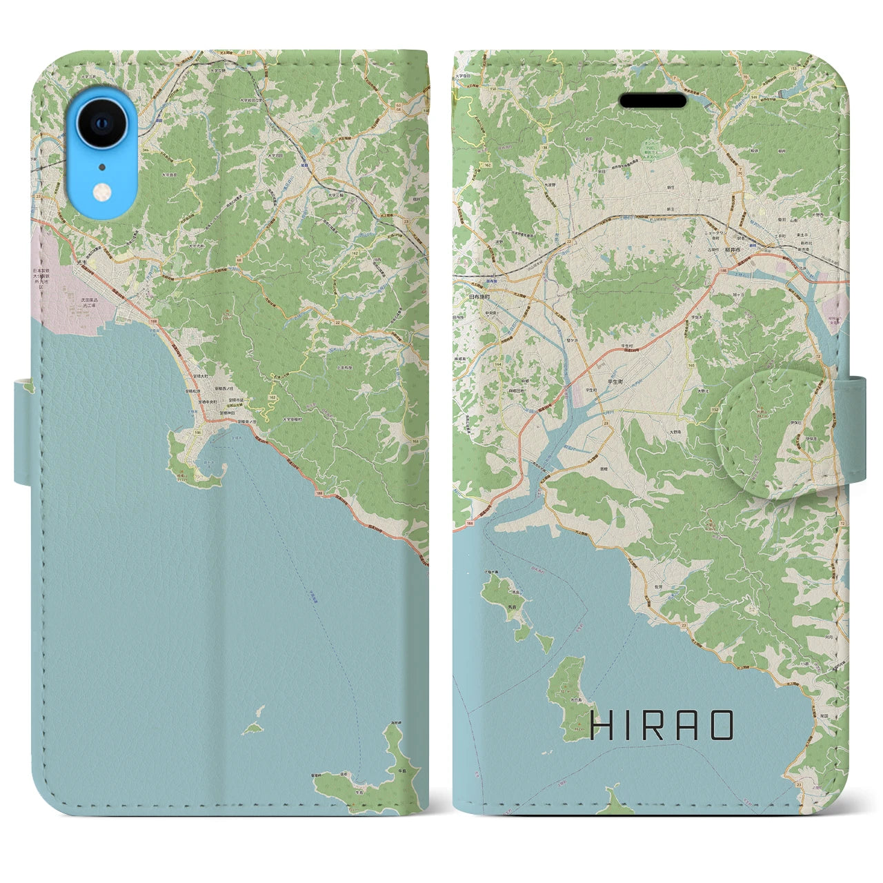 【平生】地図柄iPhoneケース（手帳両面タイプ・ナチュラル）iPhone XR 用