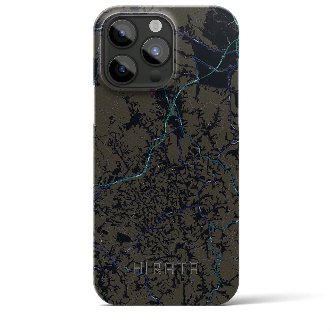 【平田】地図柄iPhoneケース（バックカバータイプ・ブラック）iPhone 15 Pro Max 用