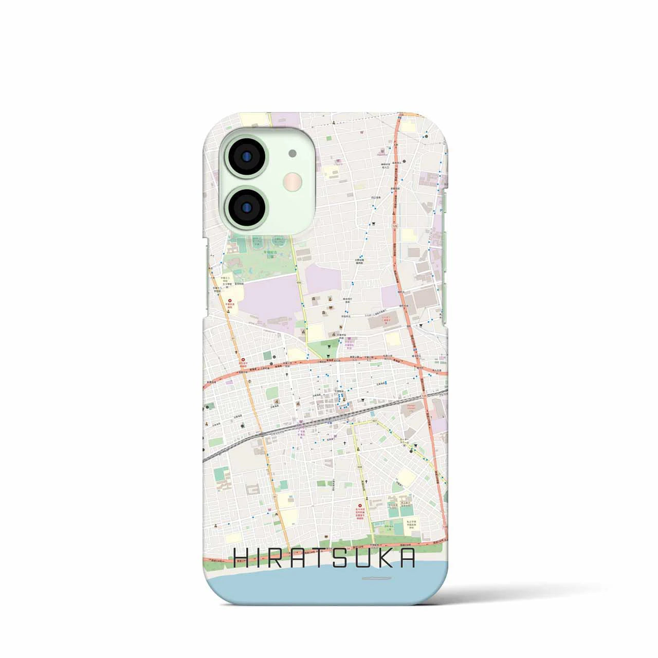 【平塚】地図柄iPhoneケース（バックカバータイプ・ナチュラル）iPhone 12 mini 用