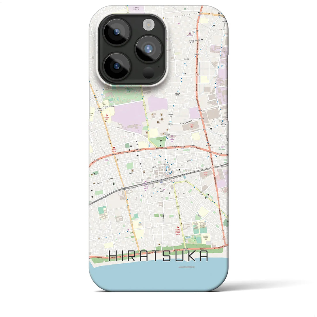 【平塚】地図柄iPhoneケース（バックカバータイプ・ナチュラル）iPhone 15 Pro Max 用