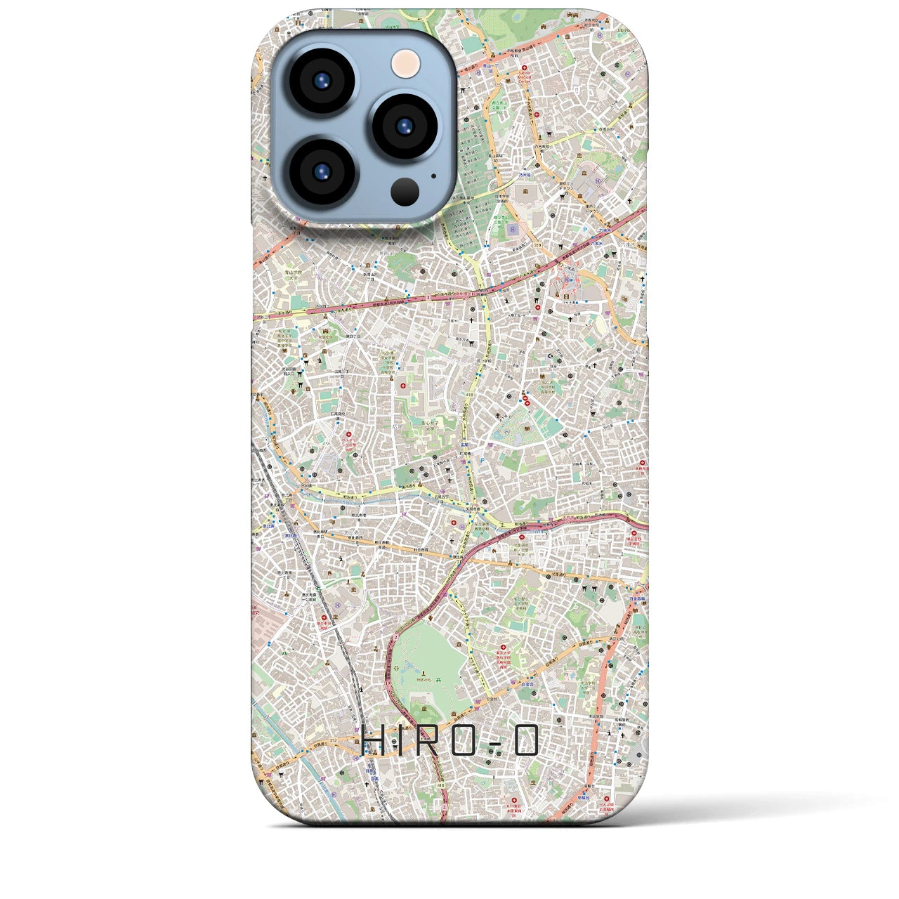 【広尾】地図柄iPhoneケース（バックカバータイプ・ナチュラル）iPhone 13 Pro Max 用