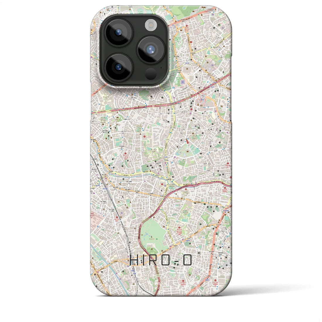 【広尾】地図柄iPhoneケース（バックカバータイプ・ナチュラル）iPhone 15 Pro Max 用