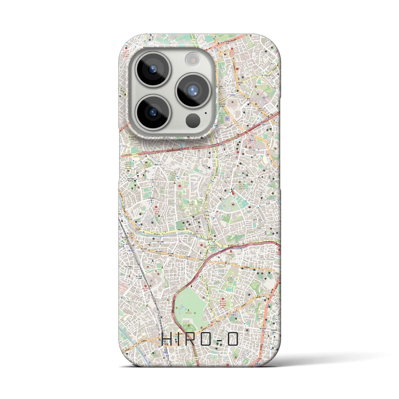 【広尾】地図柄iPhoneケース（バックカバータイプ・ナチュラル）iPhone 15 Pro 用