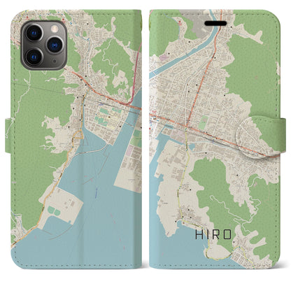 【広（広島県）】地図柄iPhoneケース（手帳タイプ）ナチュラル・iPhone 11 Pro Max 用