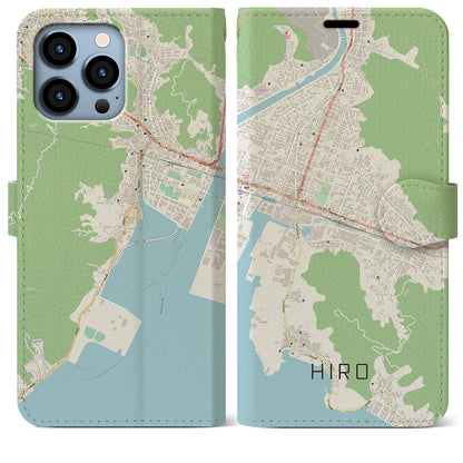 【広（広島県）】地図柄iPhoneケース（手帳タイプ）ナチュラル・iPhone 13 Pro Max 用