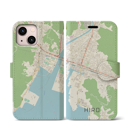 【広（広島県）】地図柄iPhoneケース（手帳タイプ）ナチュラル・iPhone 13 mini 用