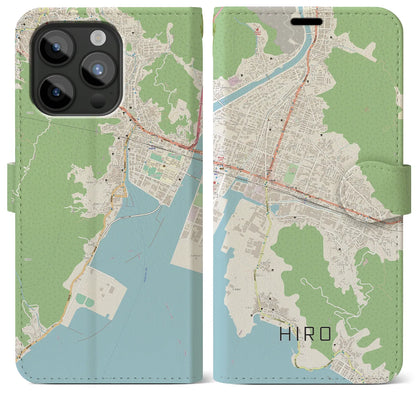 【広（広島県）】地図柄iPhoneケース（手帳タイプ）ナチュラル・iPhone 15 Pro Max 用