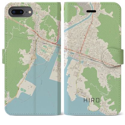 【広（広島県）】地図柄iPhoneケース（手帳タイプ）ナチュラル・iPhone 8Plus /7Plus / 6sPlus / 6Plus 用