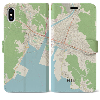【広（広島県）】地図柄iPhoneケース（手帳タイプ）ナチュラル・iPhone XS Max 用