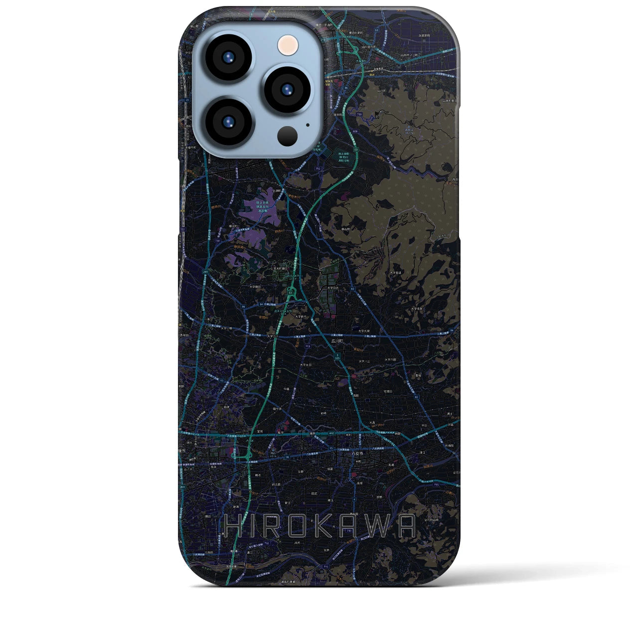 【広川】地図柄iPhoneケース（バックカバータイプ・ブラック）iPhone 13 Pro Max 用