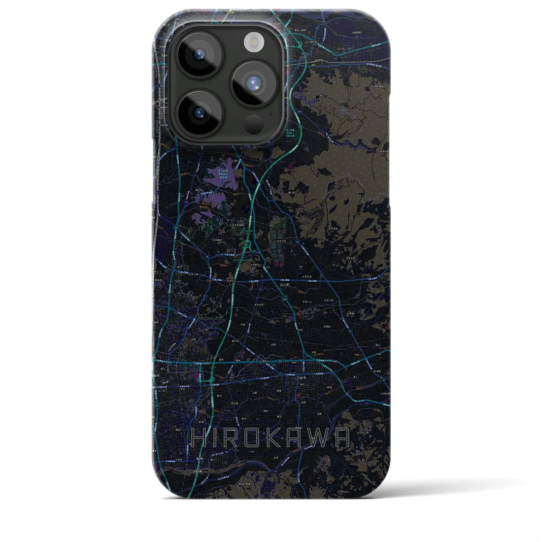 【広川】地図柄iPhoneケース（バックカバータイプ・ブラック）iPhone 15 Pro Max 用