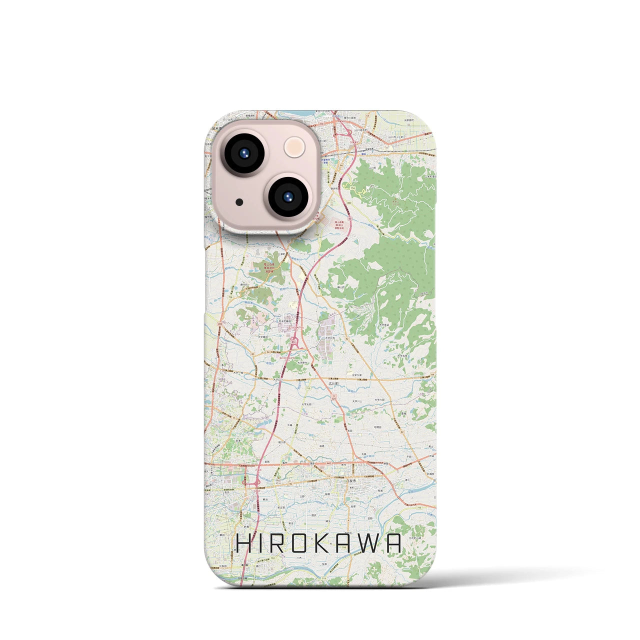 【広川】地図柄iPhoneケース（バックカバータイプ・ナチュラル）iPhone 13 mini 用