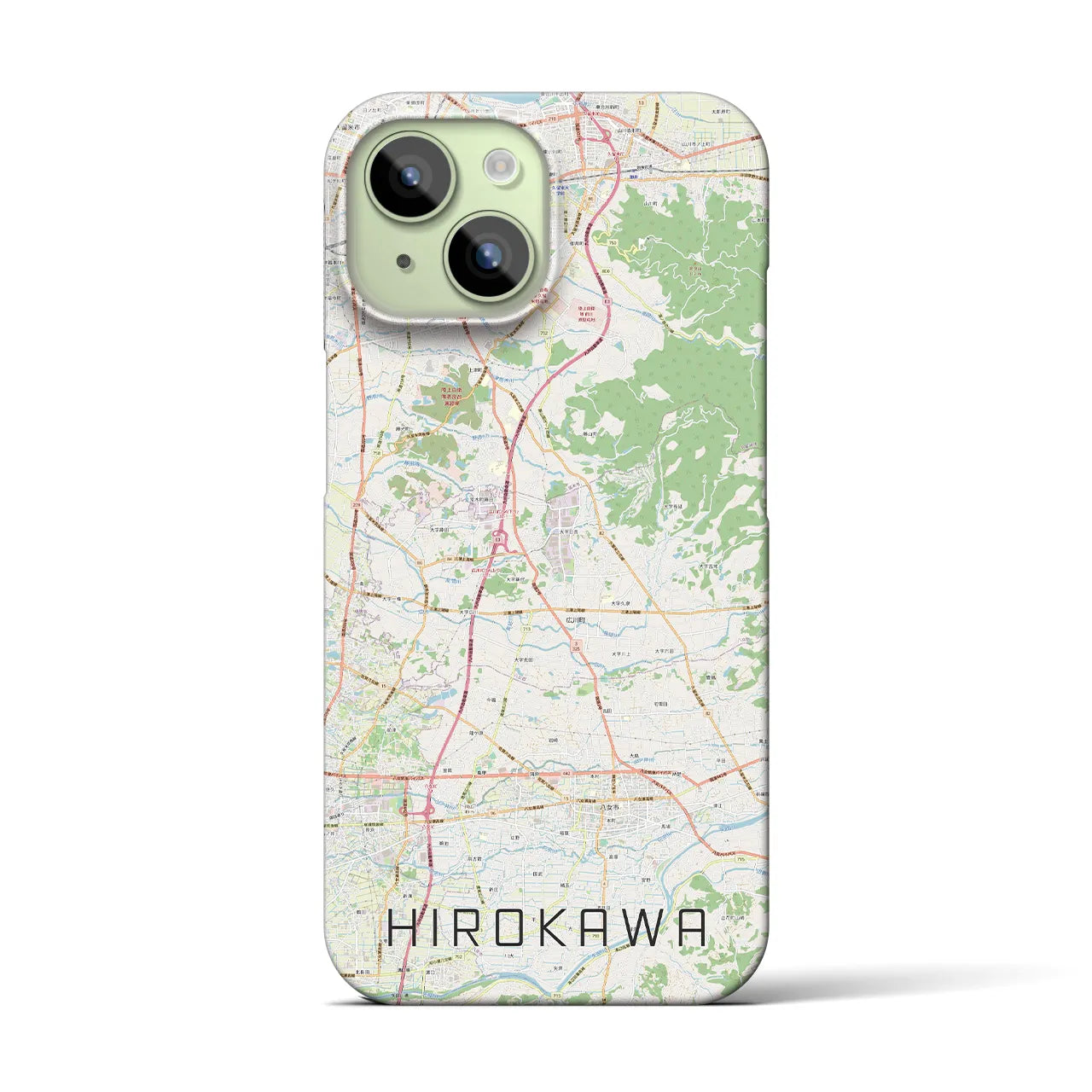 【広川】地図柄iPhoneケース（バックカバータイプ・ナチュラル）iPhone 15 用
