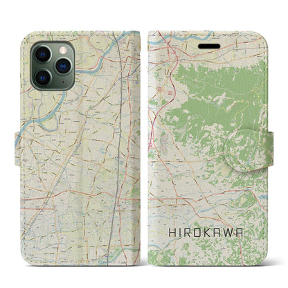 【広川（福岡県）】地図柄iPhoneケース（手帳タイプ）ナチュラル・iPhone 11 Pro 用