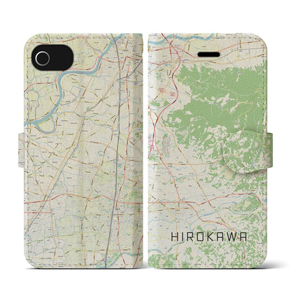 【広川（福岡県）】地図柄iPhoneケース（手帳タイプ）ナチュラル・iPhone SE（第3 / 第2世代） / 8 / 7 / 6s / 6 用