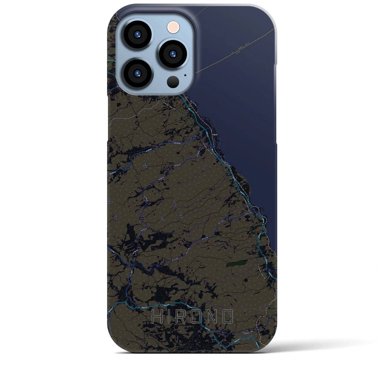 【洋野】地図柄iPhoneケース（バックカバータイプ・ブラック）iPhone 13 Pro Max 用