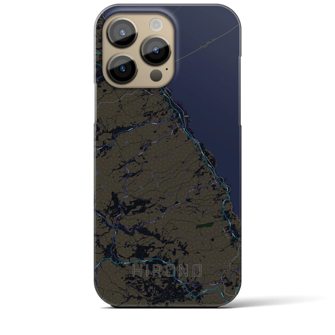 【洋野】地図柄iPhoneケース（バックカバータイプ・ブラック）iPhone 14 Pro Max 用