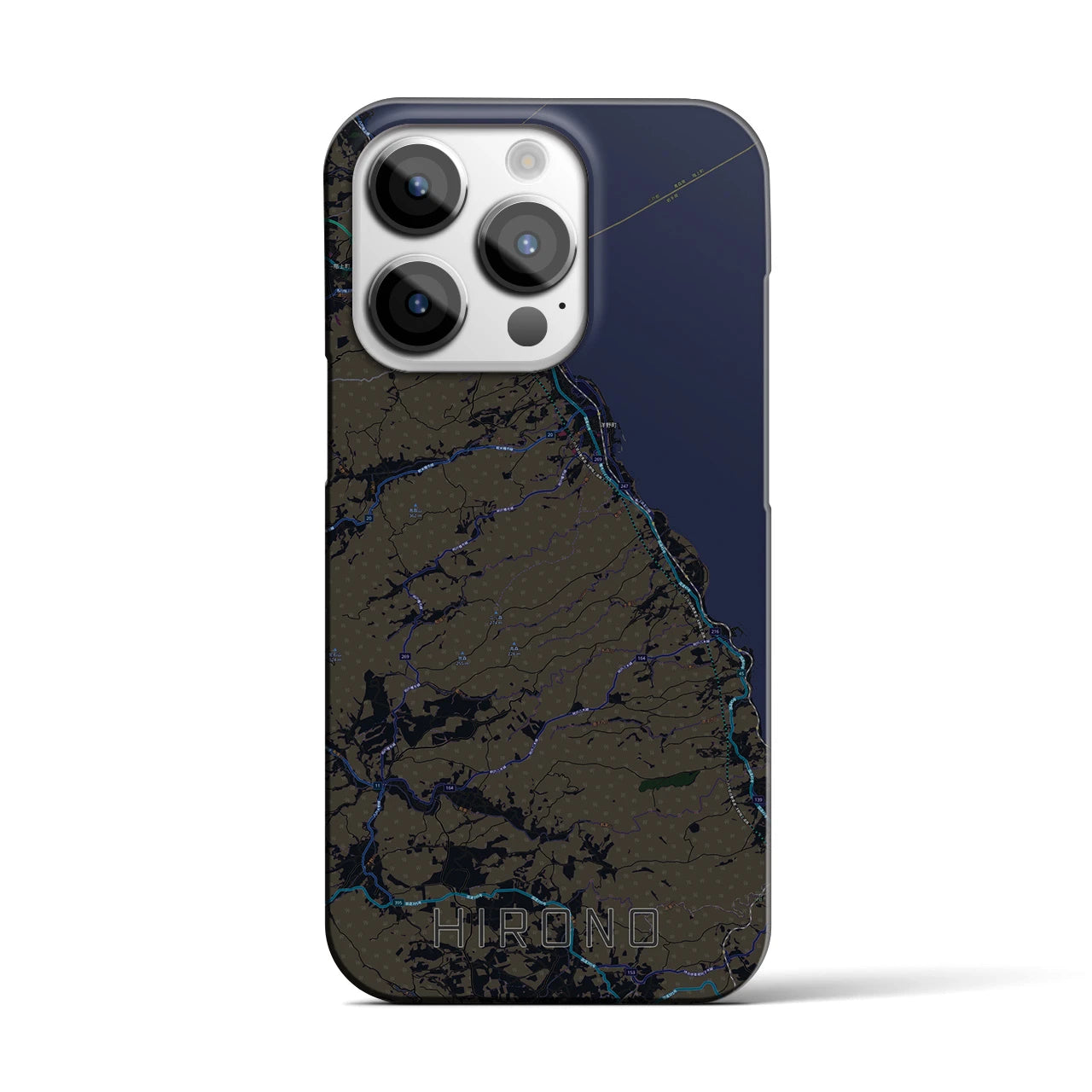 【洋野】地図柄iPhoneケース（バックカバータイプ・ブラック）iPhone 14 Pro 用
