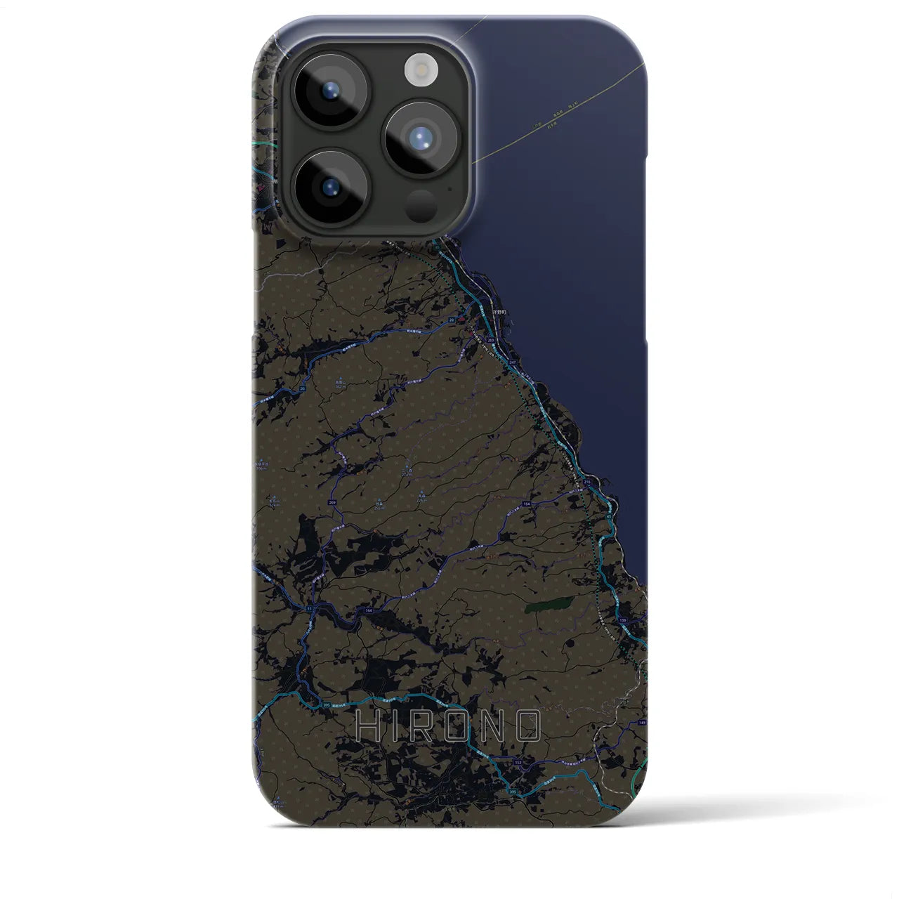 【洋野】地図柄iPhoneケース（バックカバータイプ・ブラック）iPhone 15 Pro Max 用
