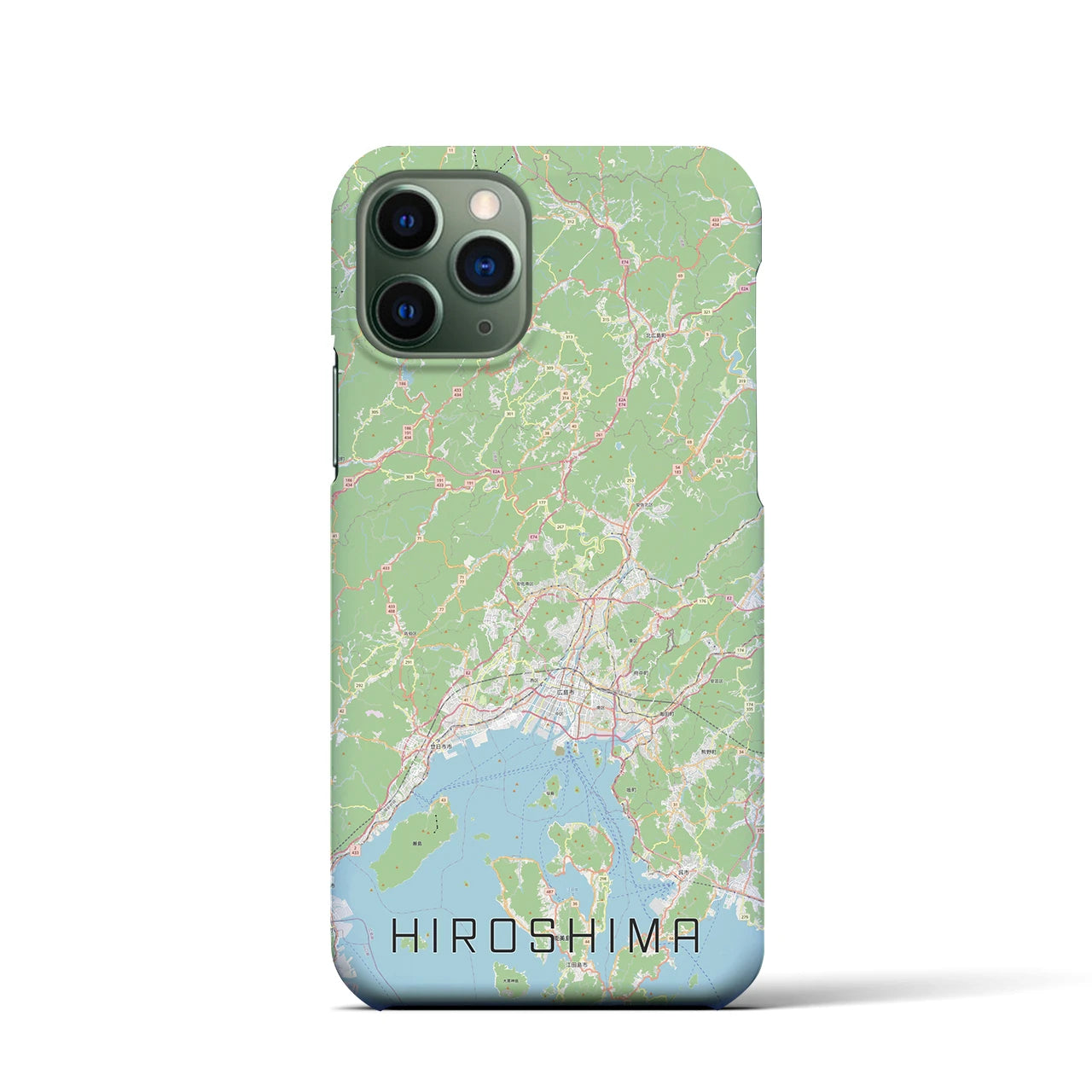 【広島2】地図柄iPhoneケース（バックカバータイプ・ナチュラル）iPhone 11 Pro 用