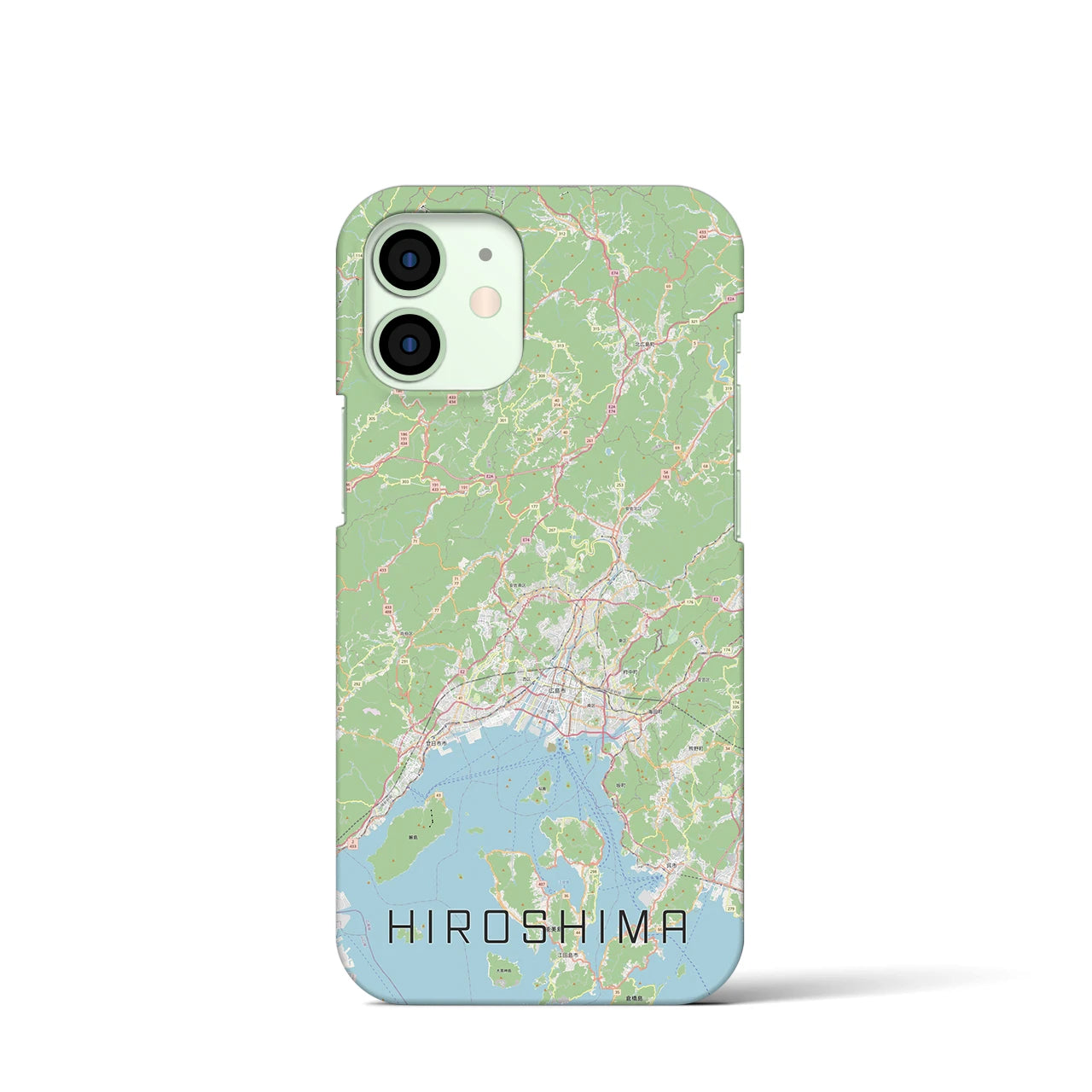 【広島2】地図柄iPhoneケース（バックカバータイプ・ナチュラル）iPhone 12 mini 用