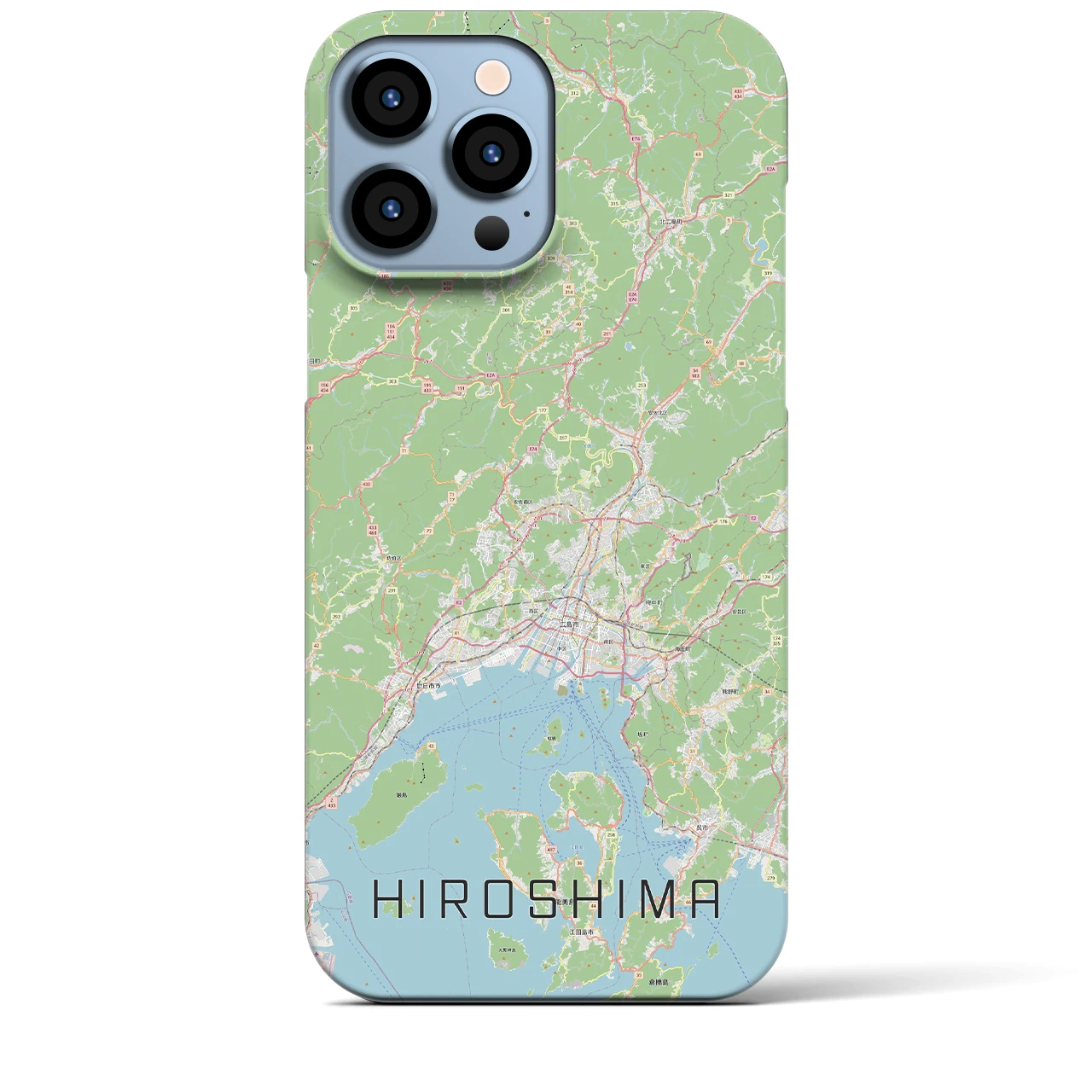 【広島2】地図柄iPhoneケース（バックカバータイプ・ナチュラル）iPhone 13 Pro Max 用