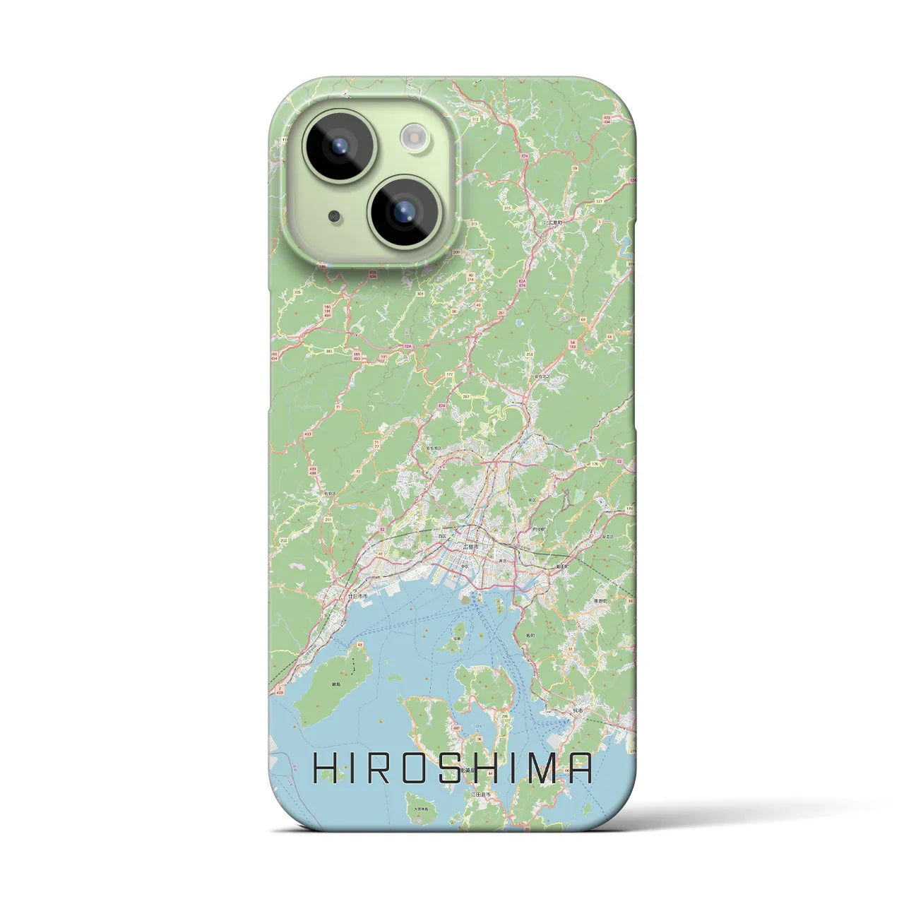 【広島2】地図柄iPhoneケース（バックカバータイプ・ナチュラル）iPhone 15 用