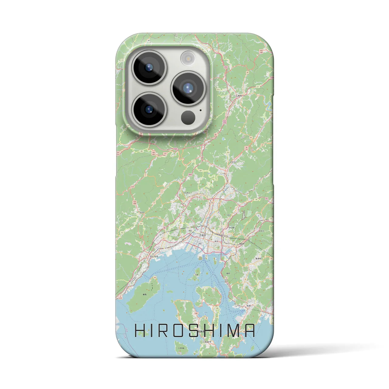 【広島2】地図柄iPhoneケース（バックカバータイプ・ナチュラル）iPhone 15 Pro 用