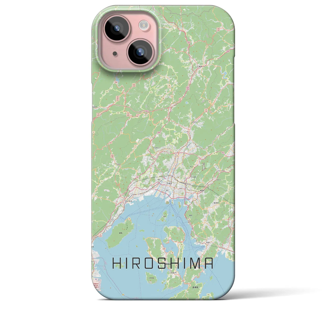 【広島2】地図柄iPhoneケース（バックカバータイプ・ナチュラル）iPhone 15 Plus 用