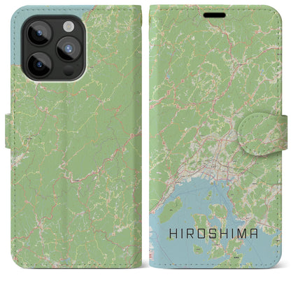 【広島2（広島県）】地図柄iPhoneケース（手帳タイプ）ナチュラル・iPhone 15 Pro Max 用